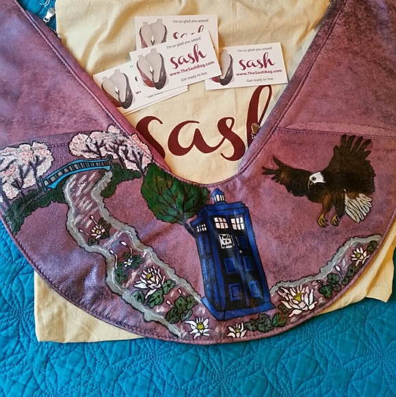 Dr. Who inspired Painted Sash Bag - Picture 3 of 5
